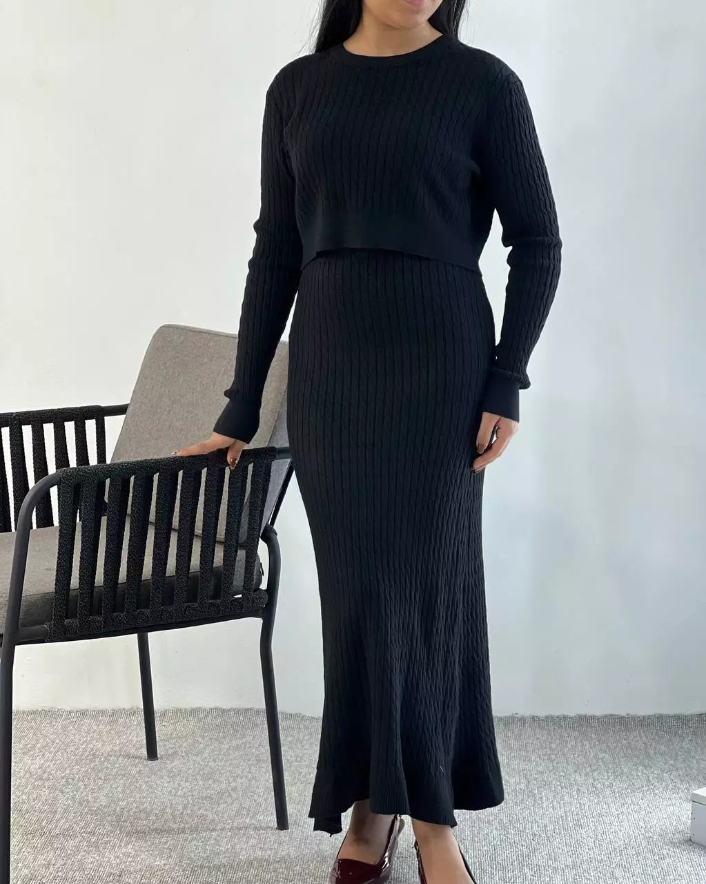 ست پلیور و دامن بافت کد 5374