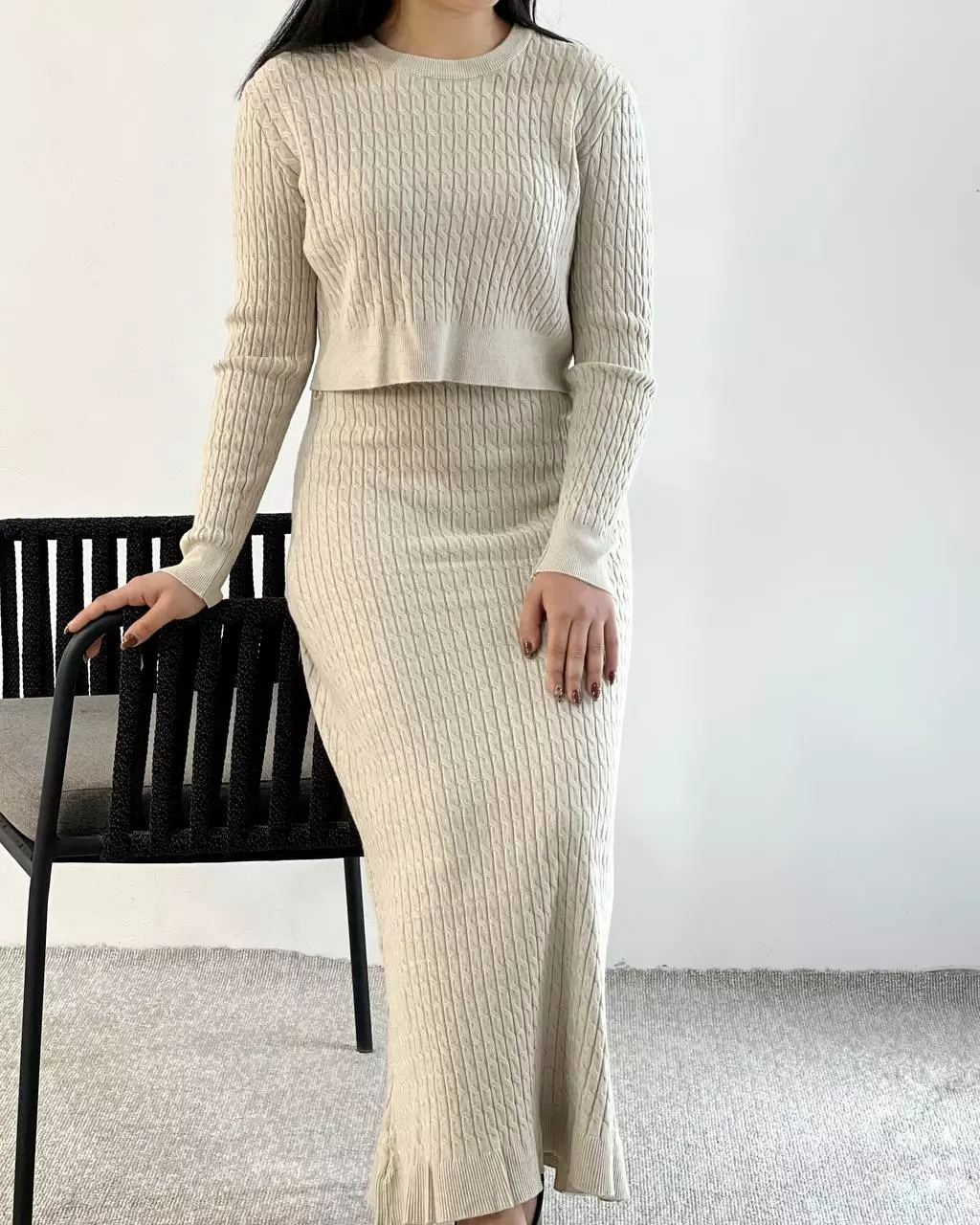 ست پلیور و دامن بافت کد 5374