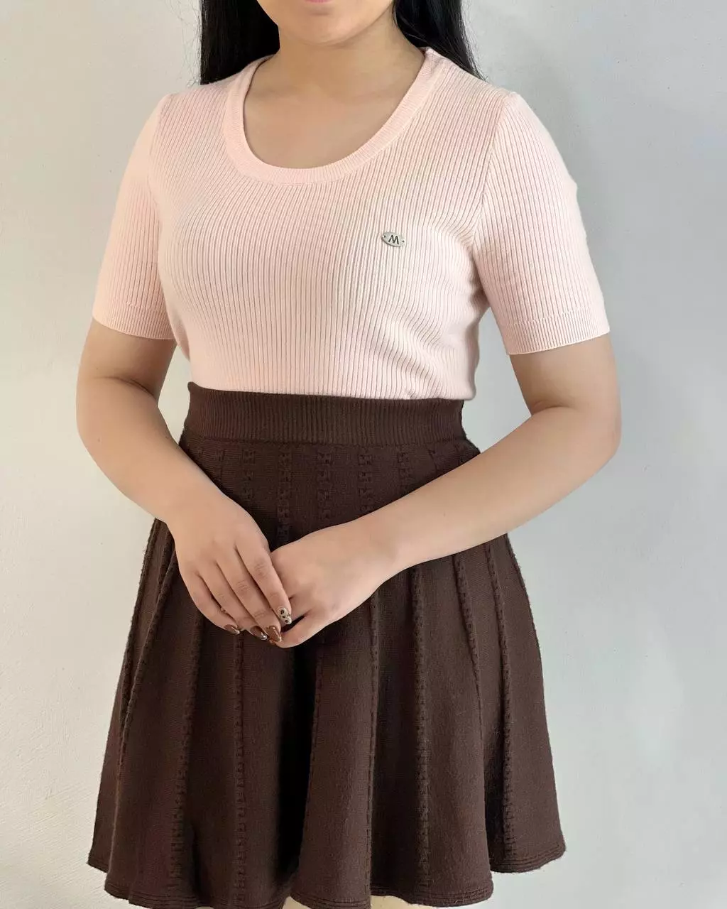 بلوز بافت استین کوتاه پاستلی کد 5377