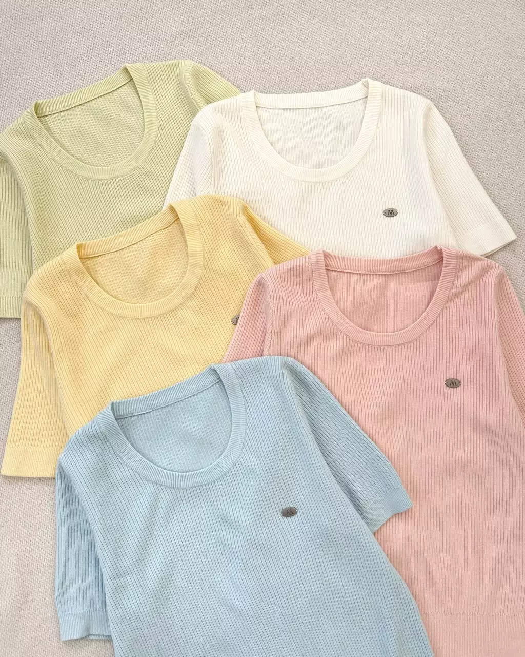 بلوز بافت استین کوتاه پاستلی کد 5377