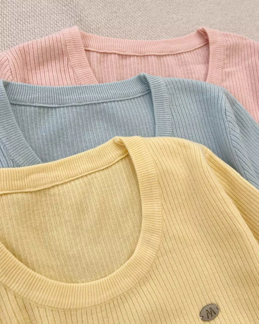 بلوز بافت استین کوتاه پاستلی کد 5377