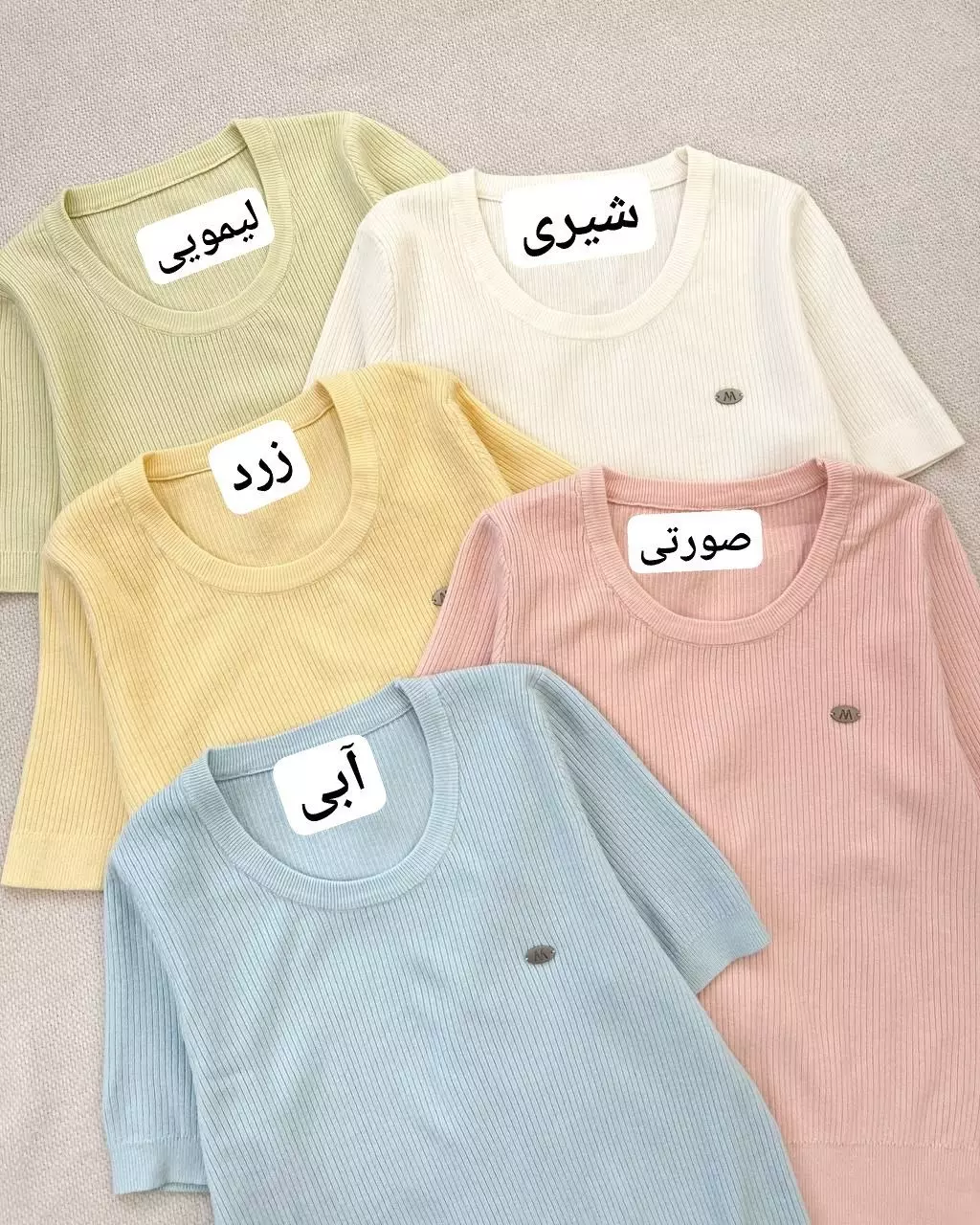 بلوز بافت استین کوتاه پاستلی کد 5377