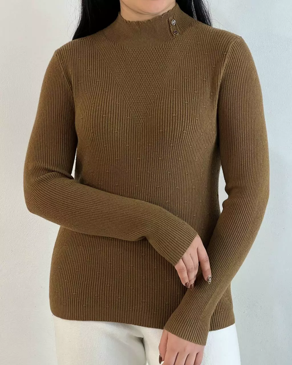 پلیور بافت یقه ایستاده 2 دکمه کد 5384