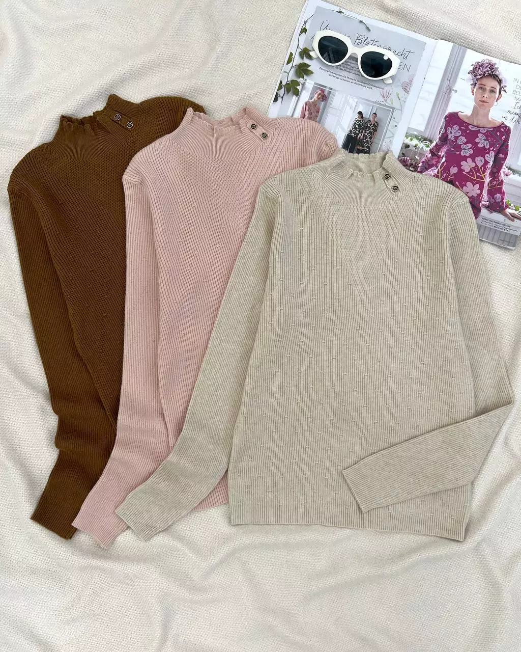 پلیور بافت یقه ایستاده 2 دکمه کد 5384