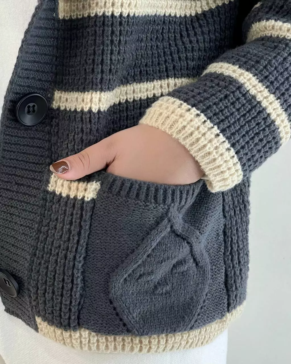 ژاکت بافت کلاهدار کد 5386