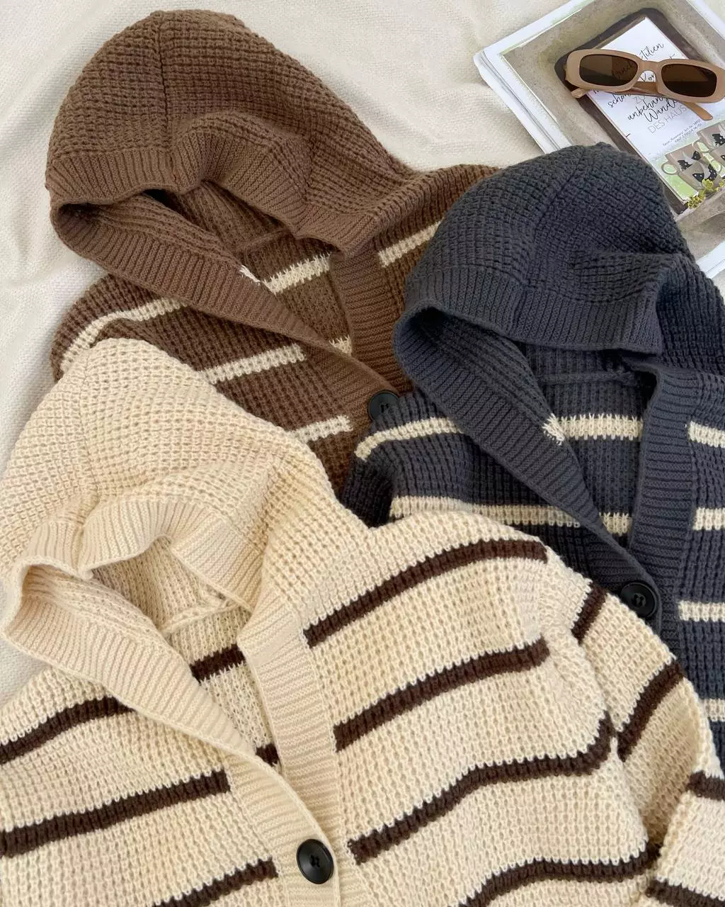 ژاکت بافت کلاهدار کد 5386