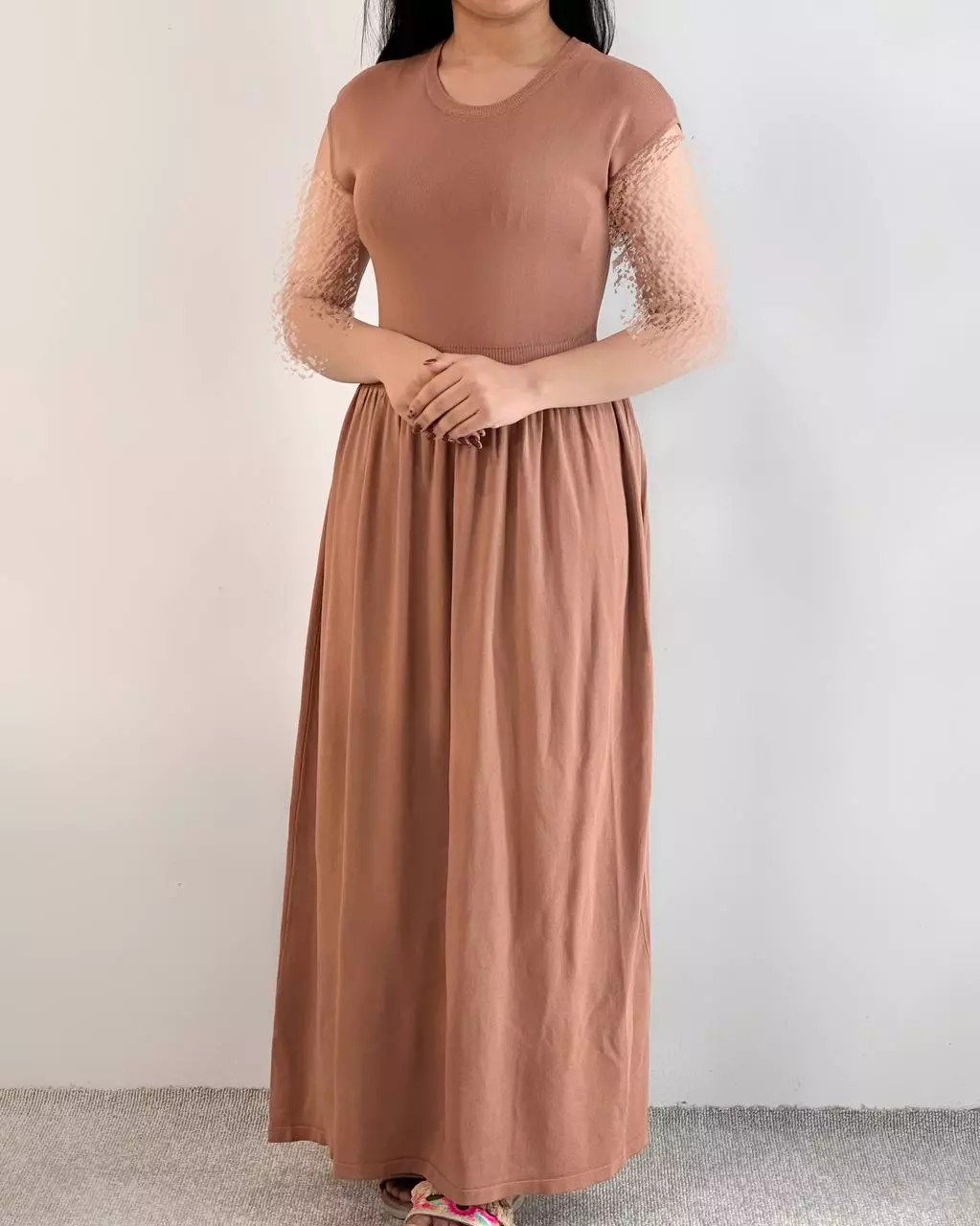 پیراهن بافت بلند کمرکش کد 5387