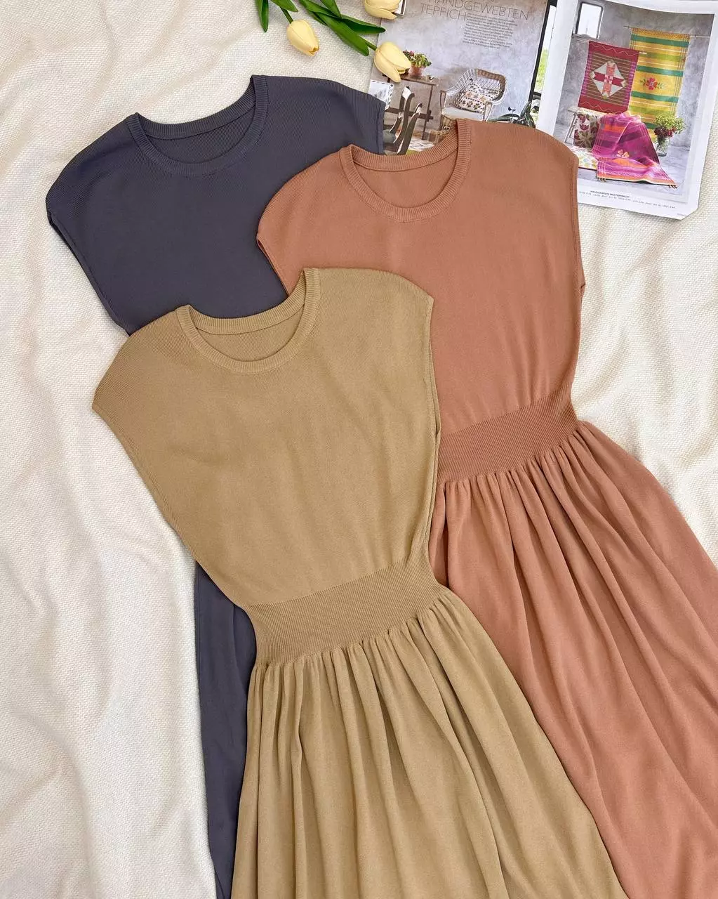 پیراهن بافت بلند کمرکش کد 5387