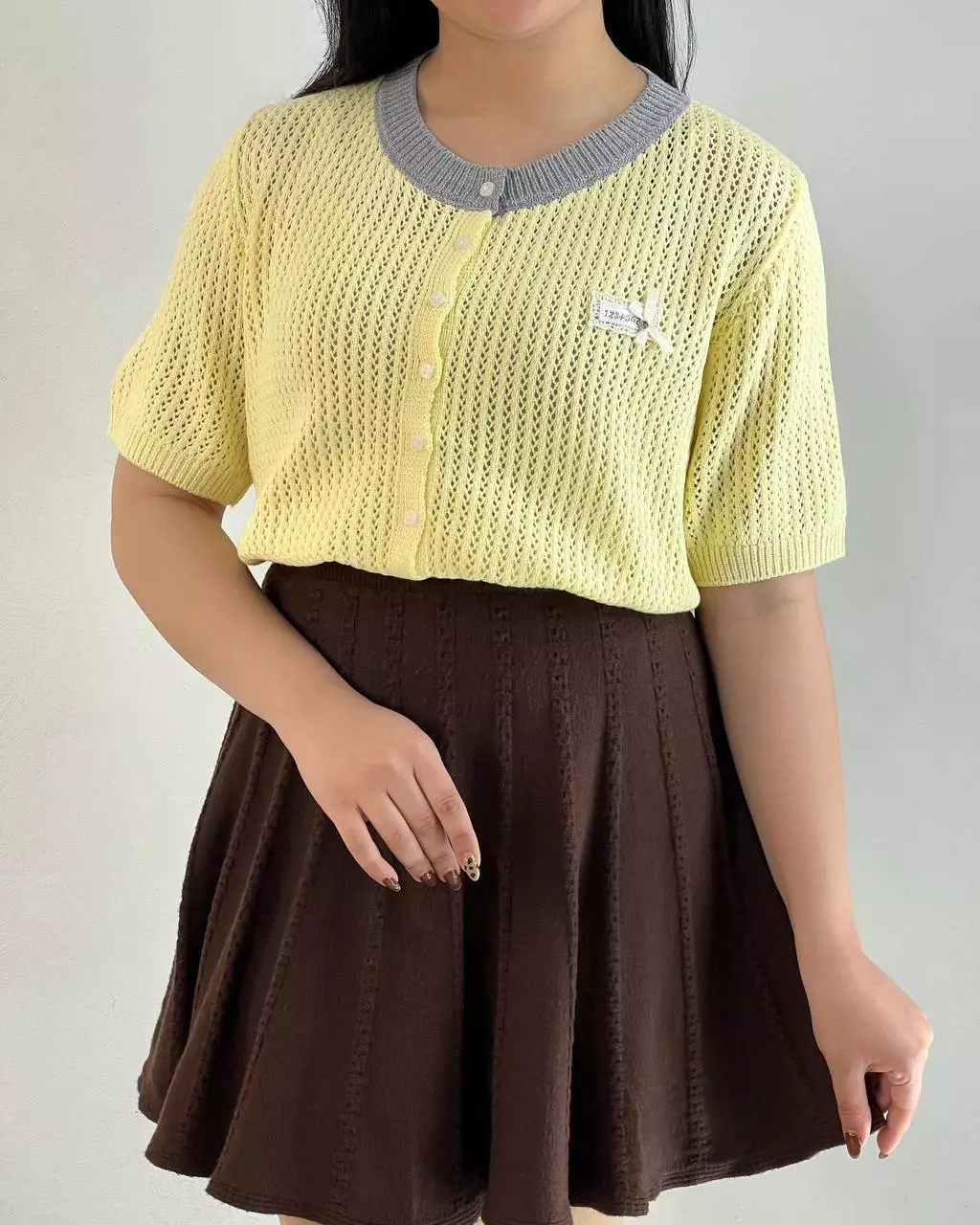 کاردیگن قلاب بافی جلو دکمه کد 5389