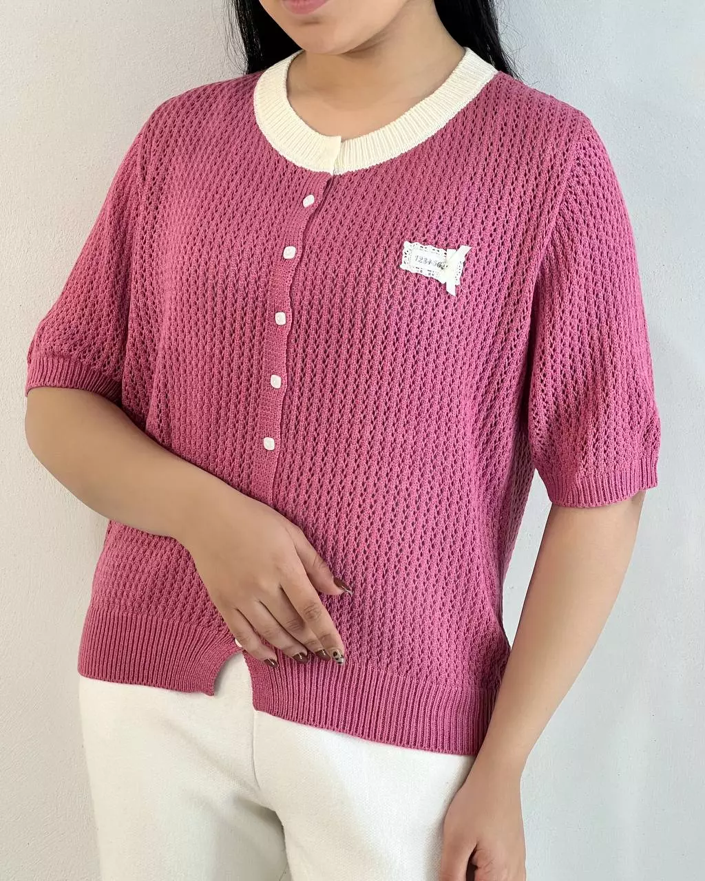 کاردیگن قلاب بافی جلو دکمه کد 5389