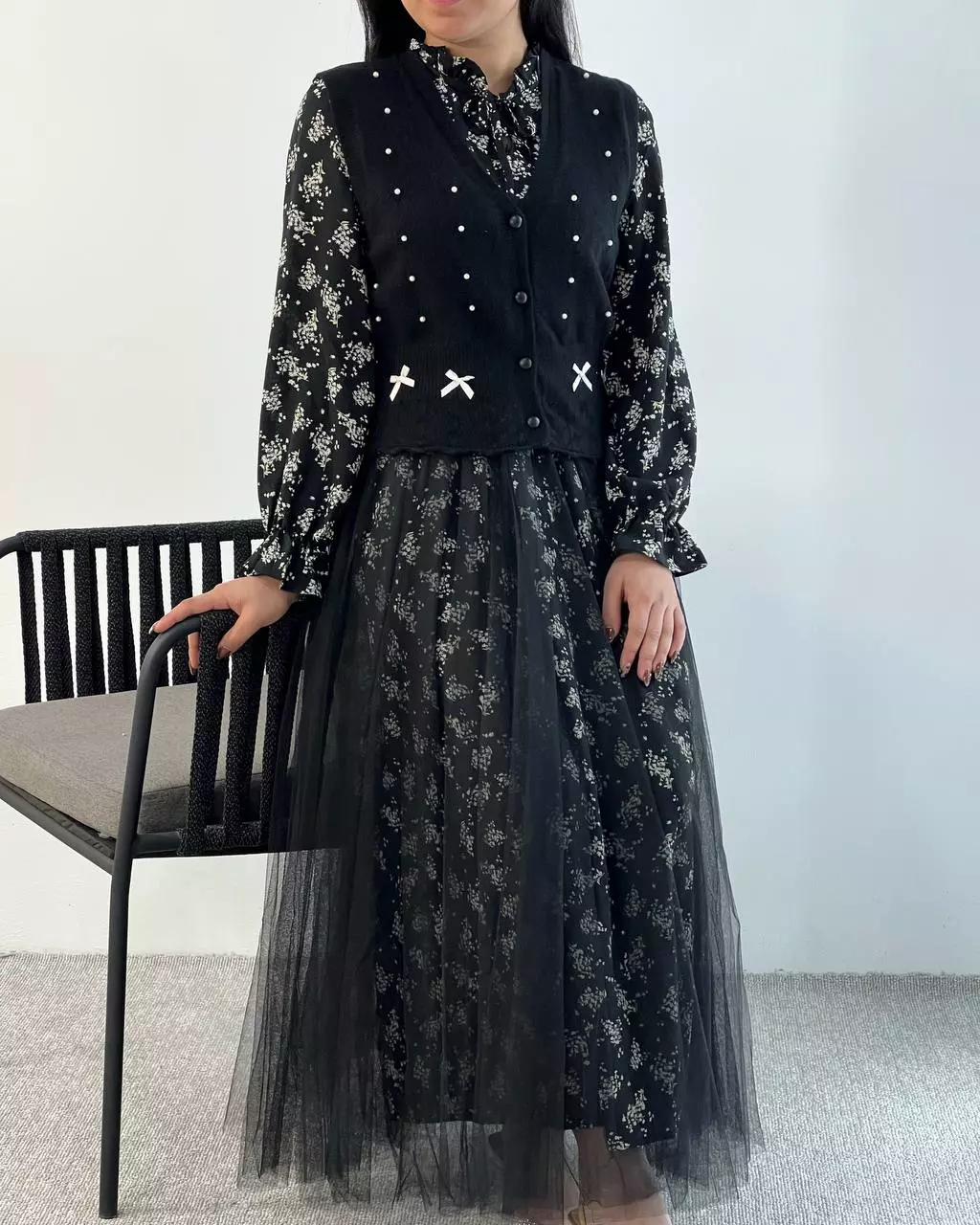 ست پیراهن بهمراه جلیقه بافت کد 5393