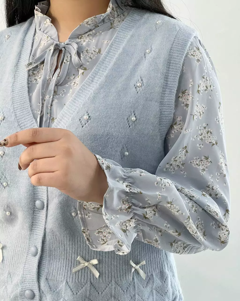 ست پیراهن بهمراه جلیقه بافت کد 5393