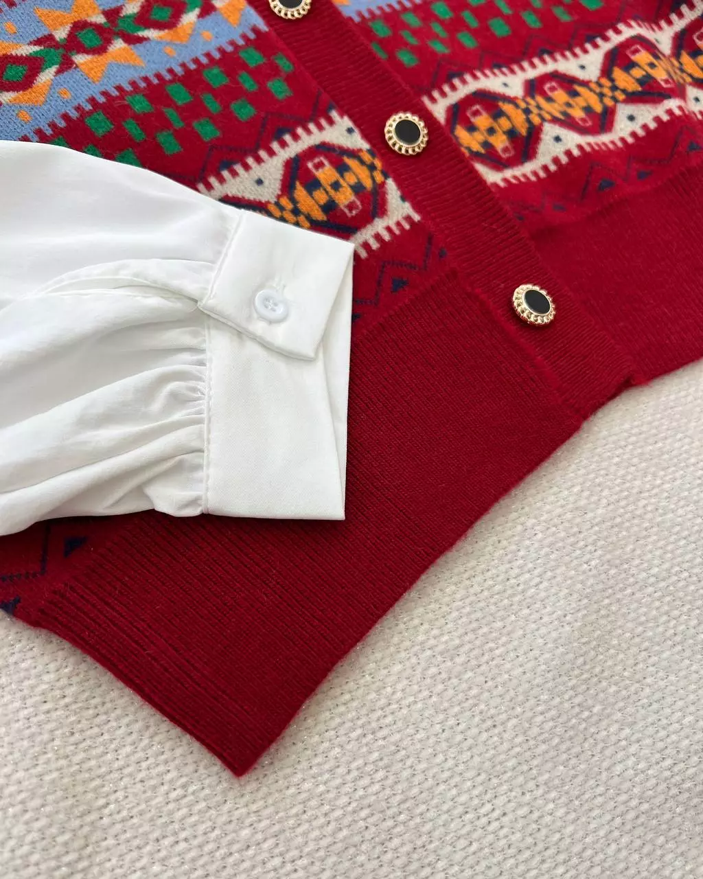 ژاکت بافت دو یقه سنتی کد 5394