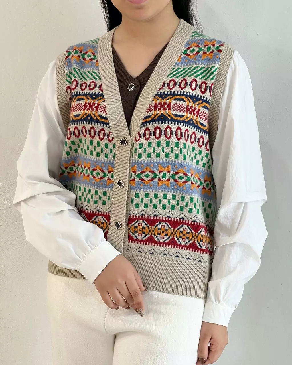 ژاکت بافت دو یقه سنتی کد 5394