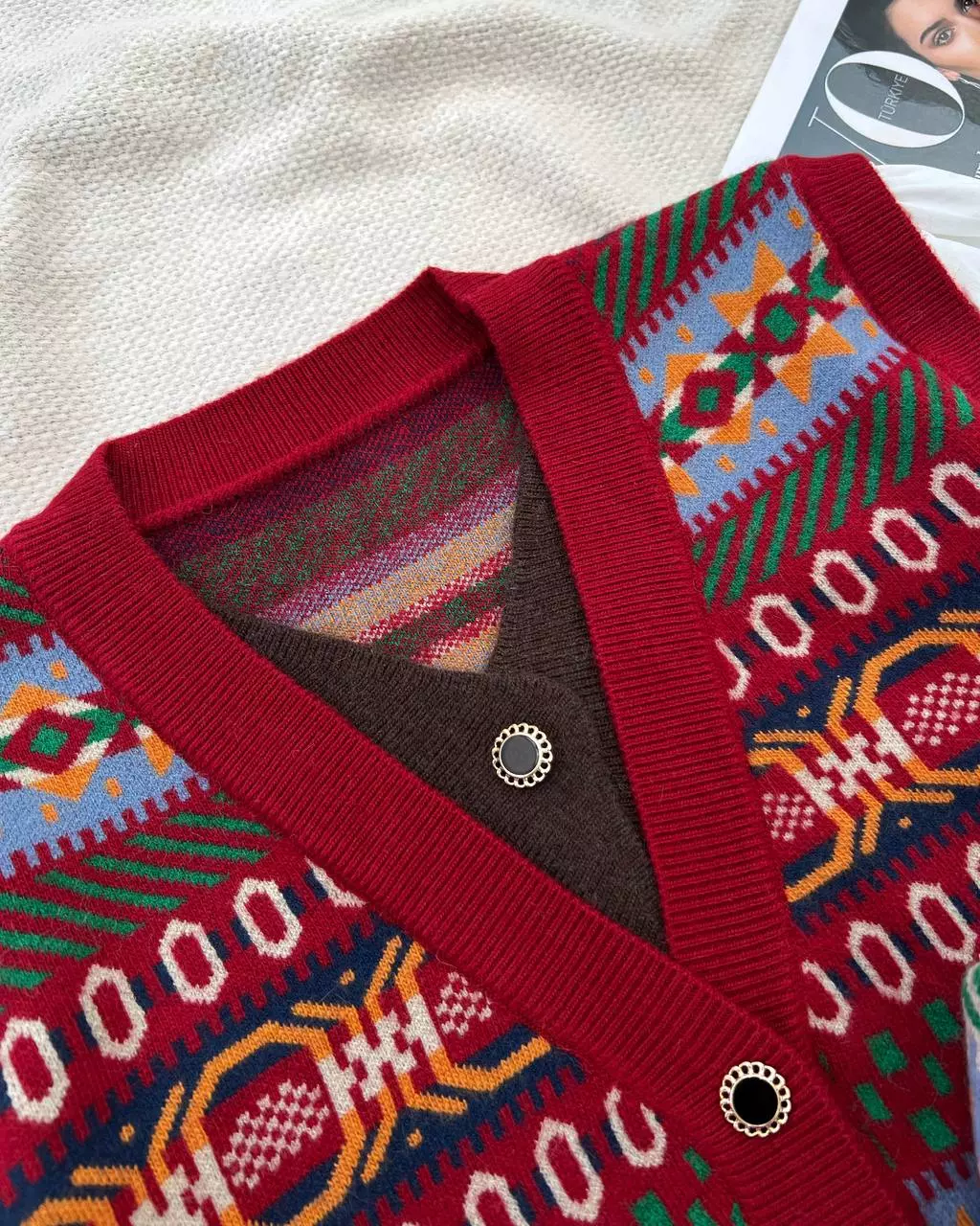 ژاکت بافت دو یقه سنتی کد 5394