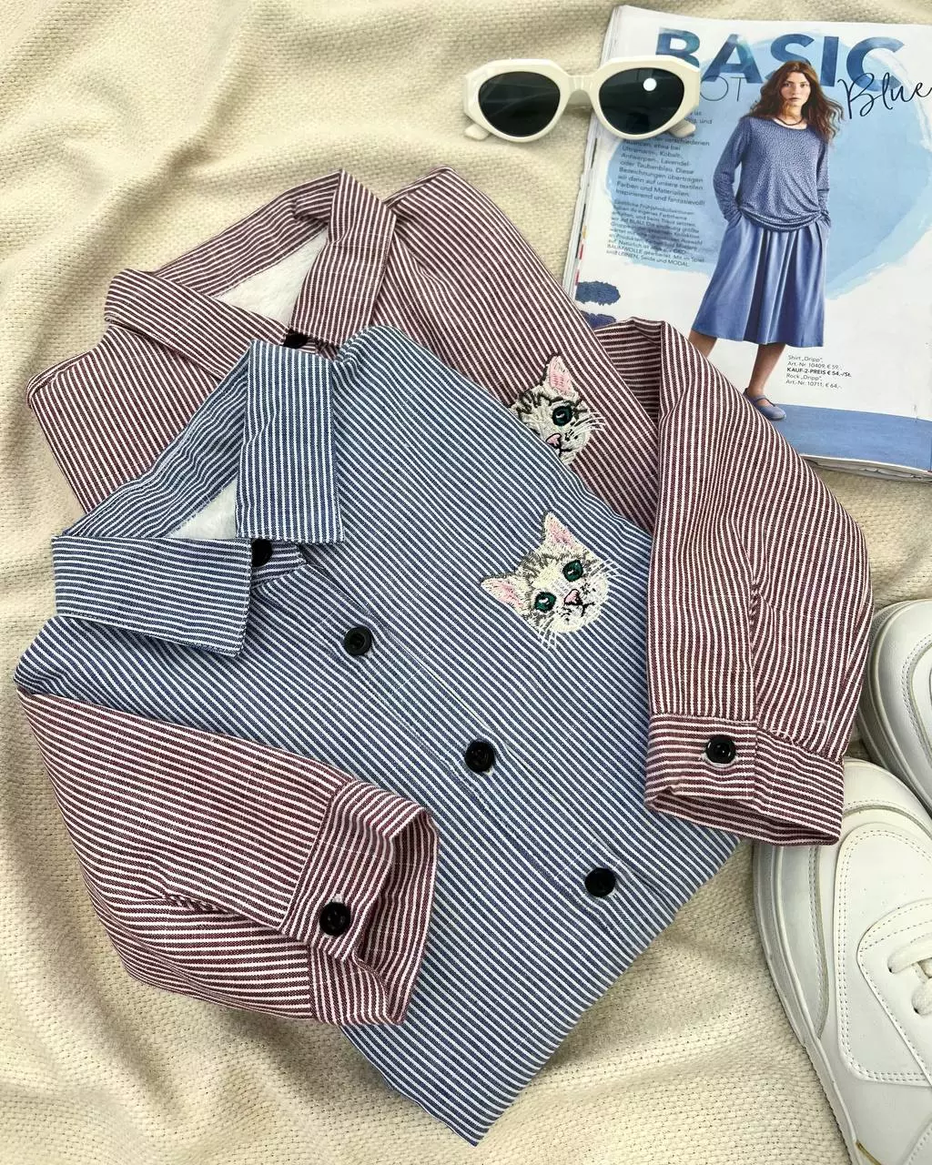 شومیز داخل تمام خز راه راه کد5398