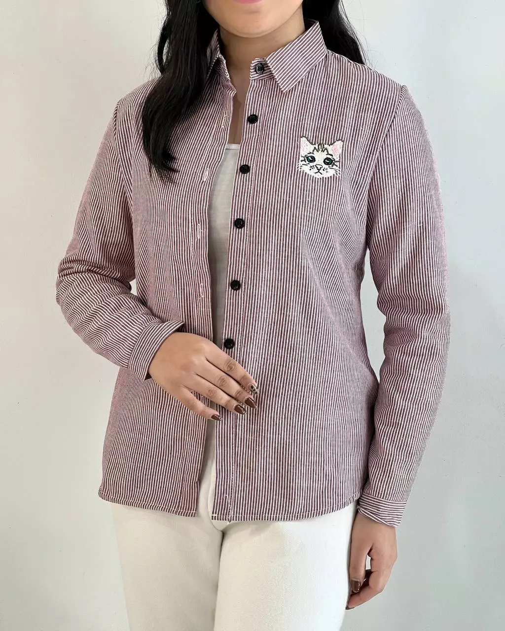 شومیز داخل تمام خز راه راه کد5398