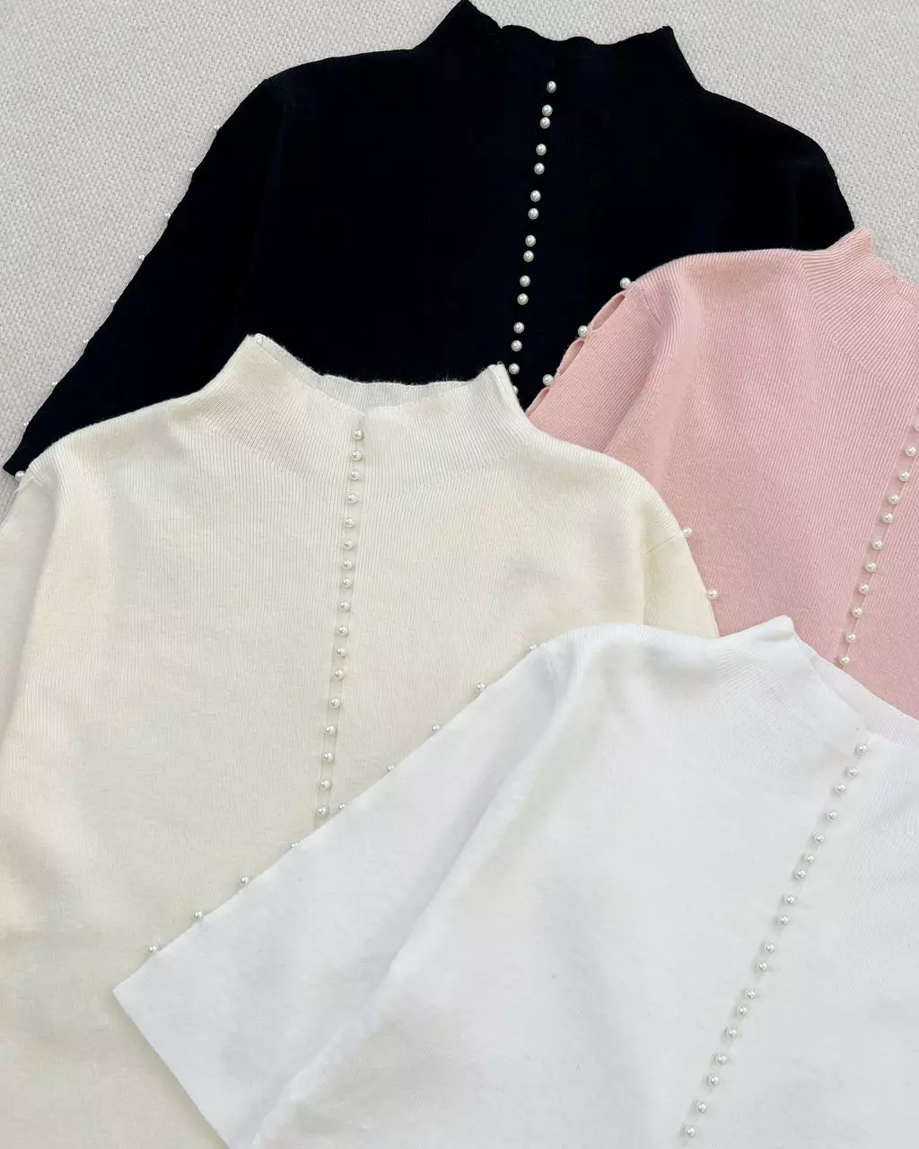 بلوز بافت استین سه ربع مروارید کد 5399