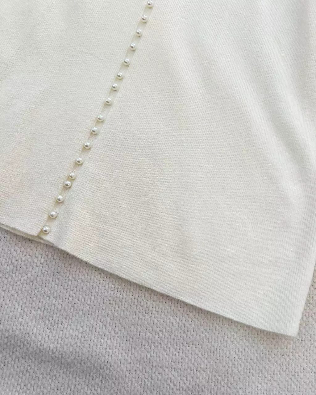 بلوز بافت استین سه ربع مروارید کد 5399