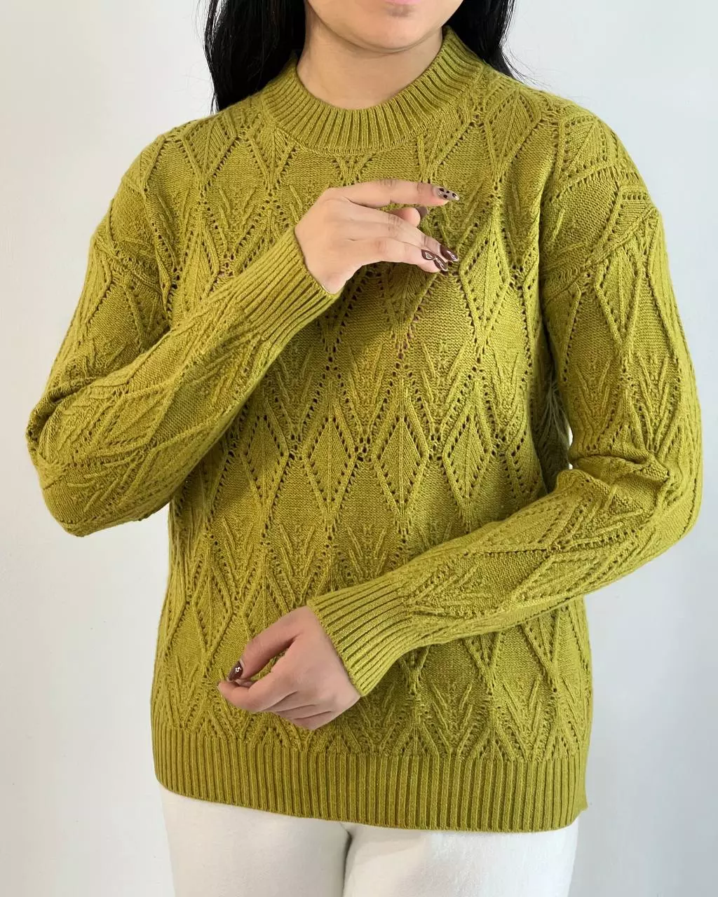 پلیور بافت طرح برجسته یقه گرد کد 5406