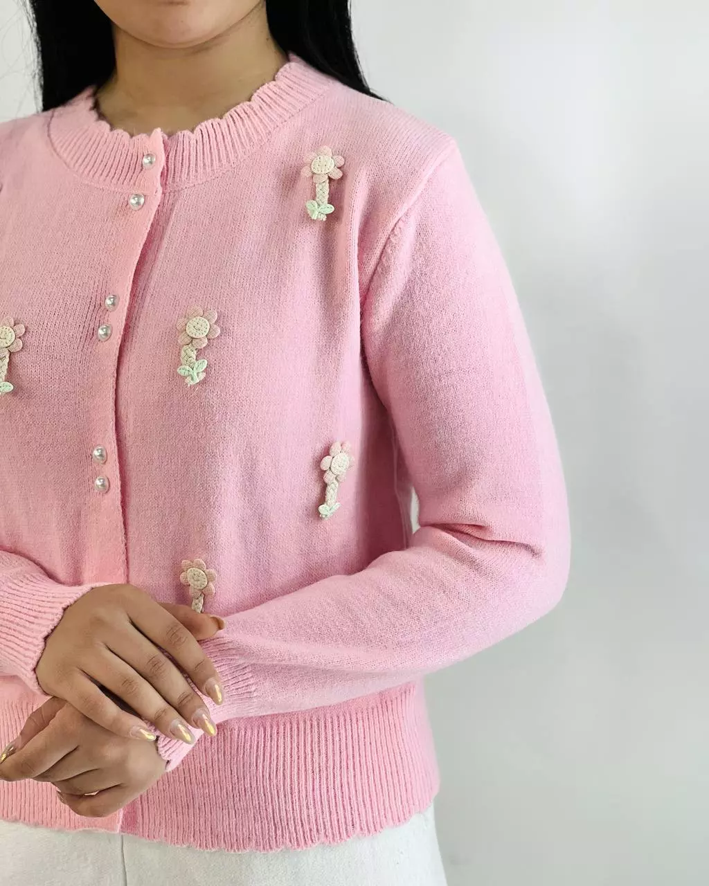 ژاکت بافت گل برجسته 6 رنگ کد 5411