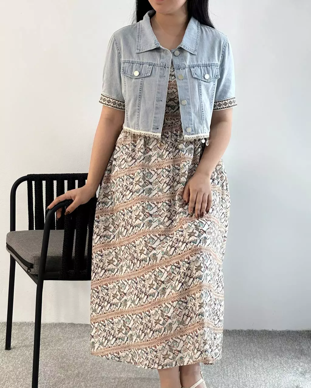 ست سارافون بهمراه کت جین کد 5412