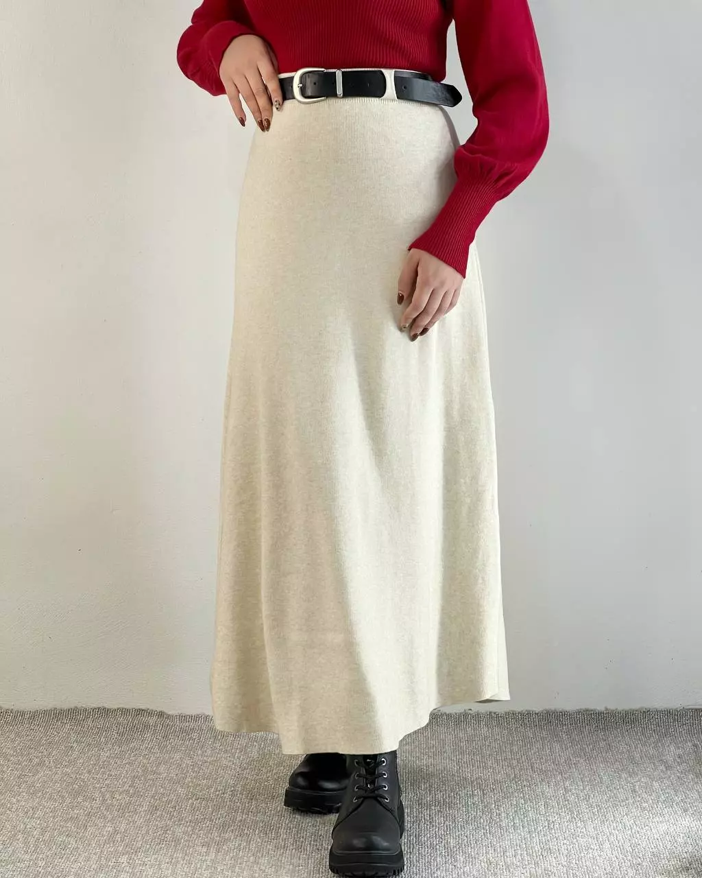 دامن بافت بلند کمربندی کد 5418