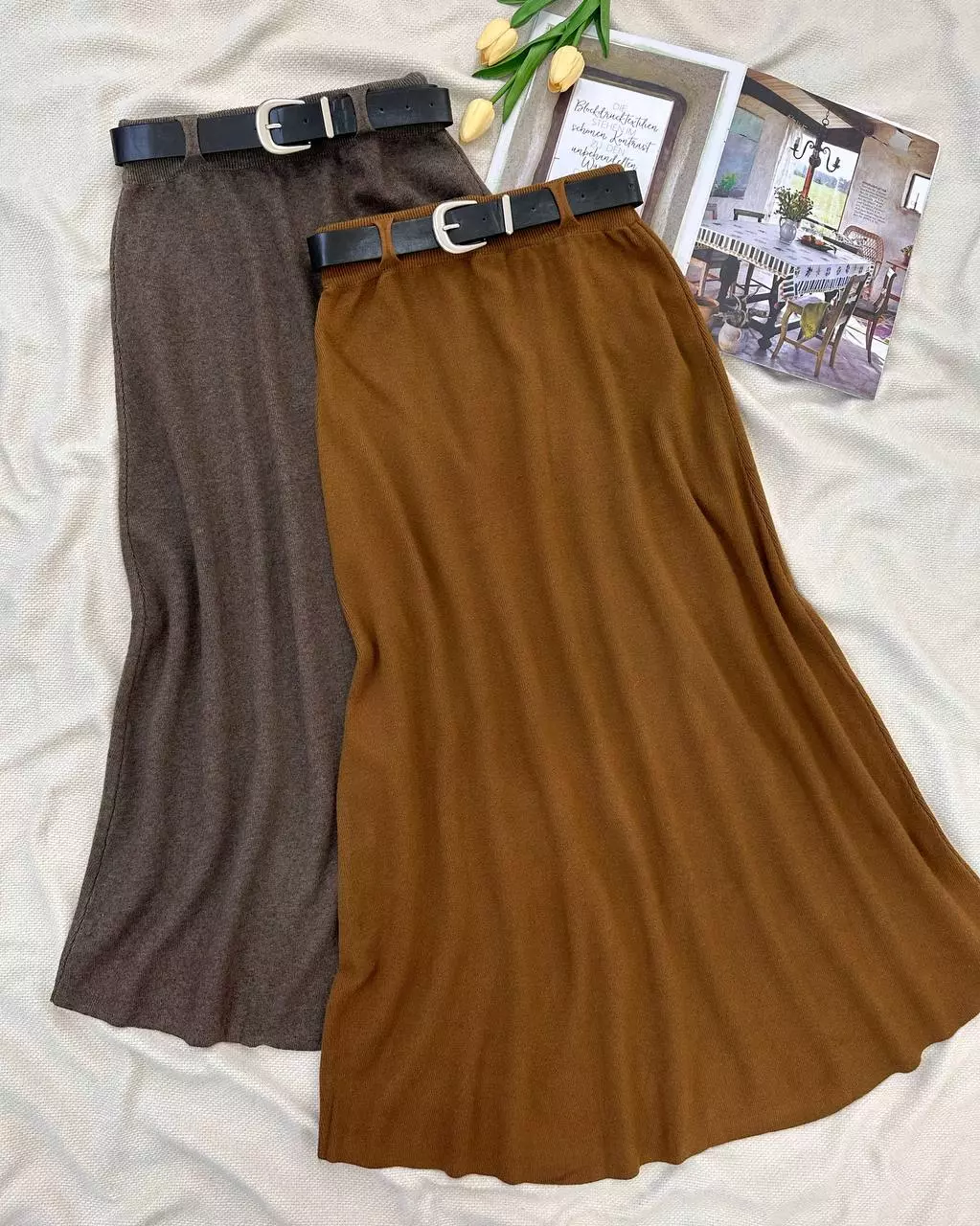 دامن بافت بلند کمربندی کد 5418