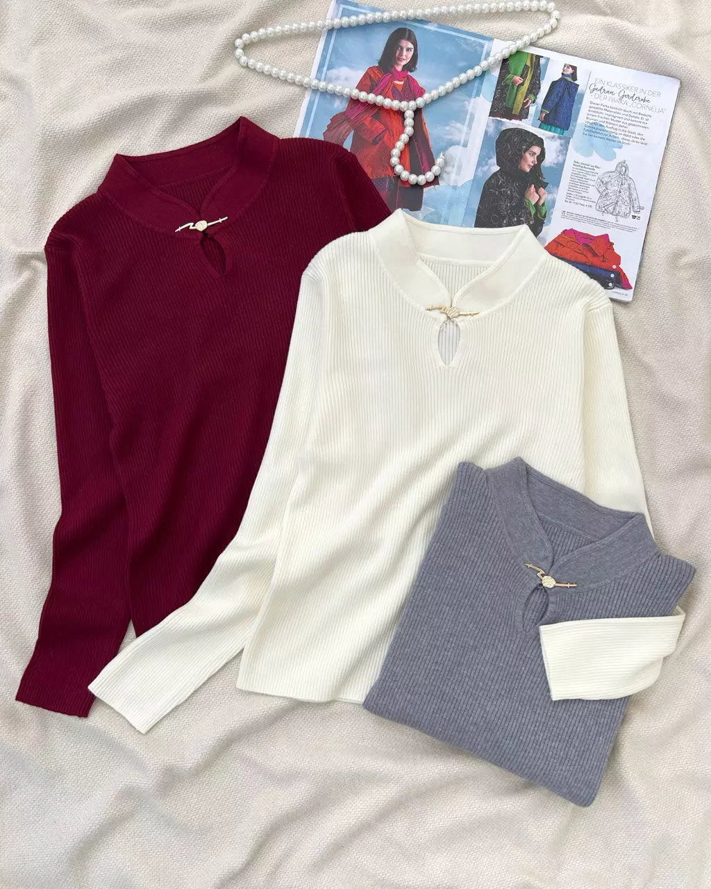 پلیور بافت یقه قفلی کد 5421