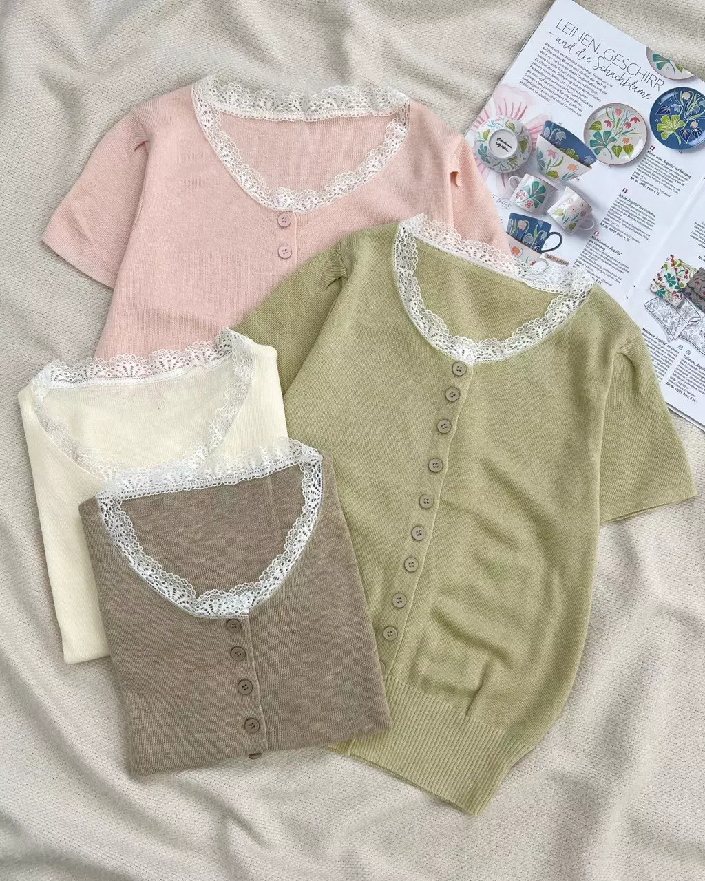 بلوز بافت یقه گیپور کد 5423