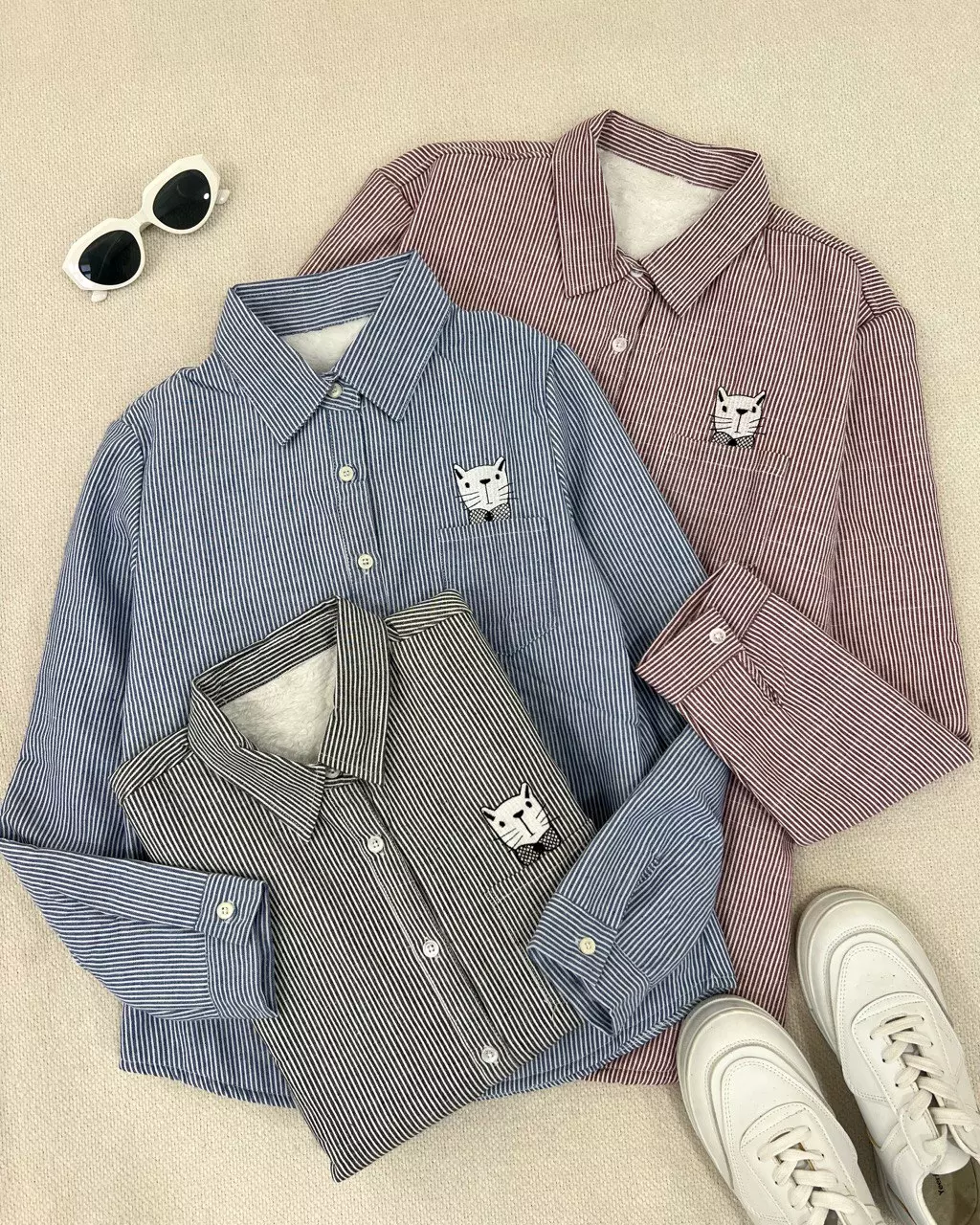 شومیز داخل تمام خز راه راه کد 5432