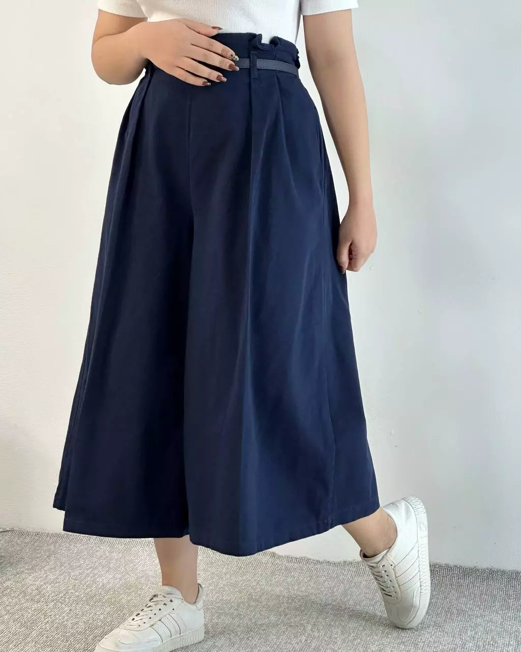 شلوار دامنی واید کتان بهمراه کمربند کد 5434