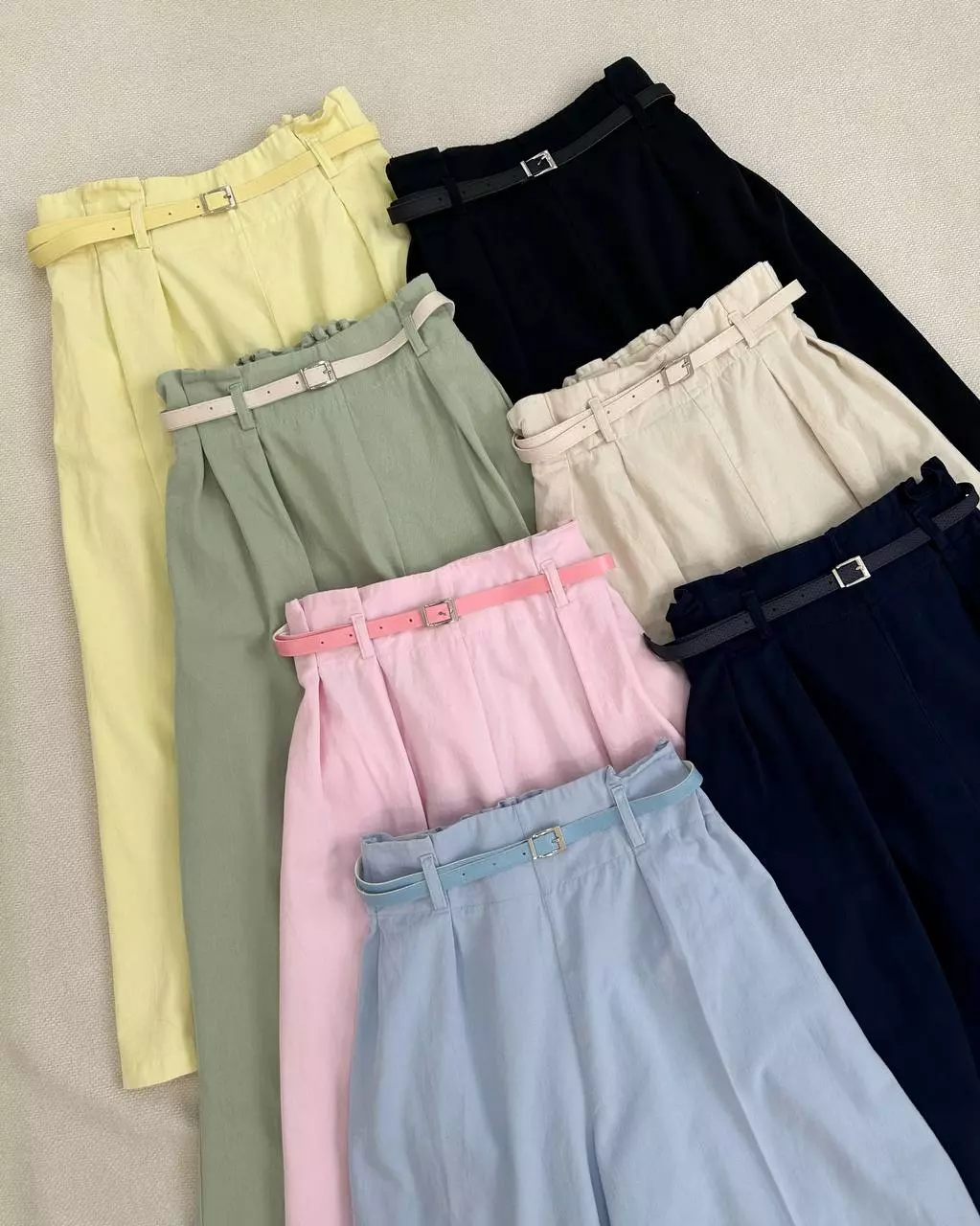 شلوار دامنی واید کتان بهمراه کمربند کد 5434