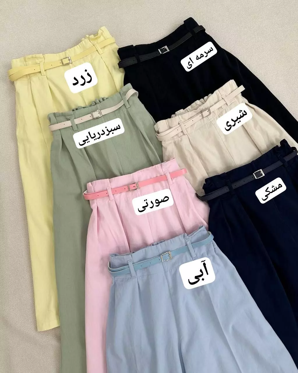 شلوار دامنی واید کتان بهمراه کمربند کد 5434