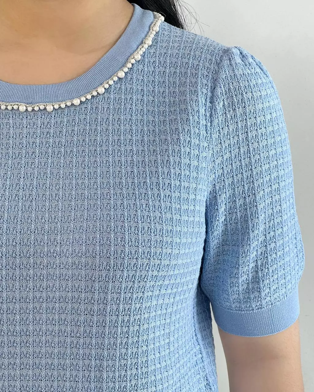 بلوز بافت یقه مروارید کد 5443