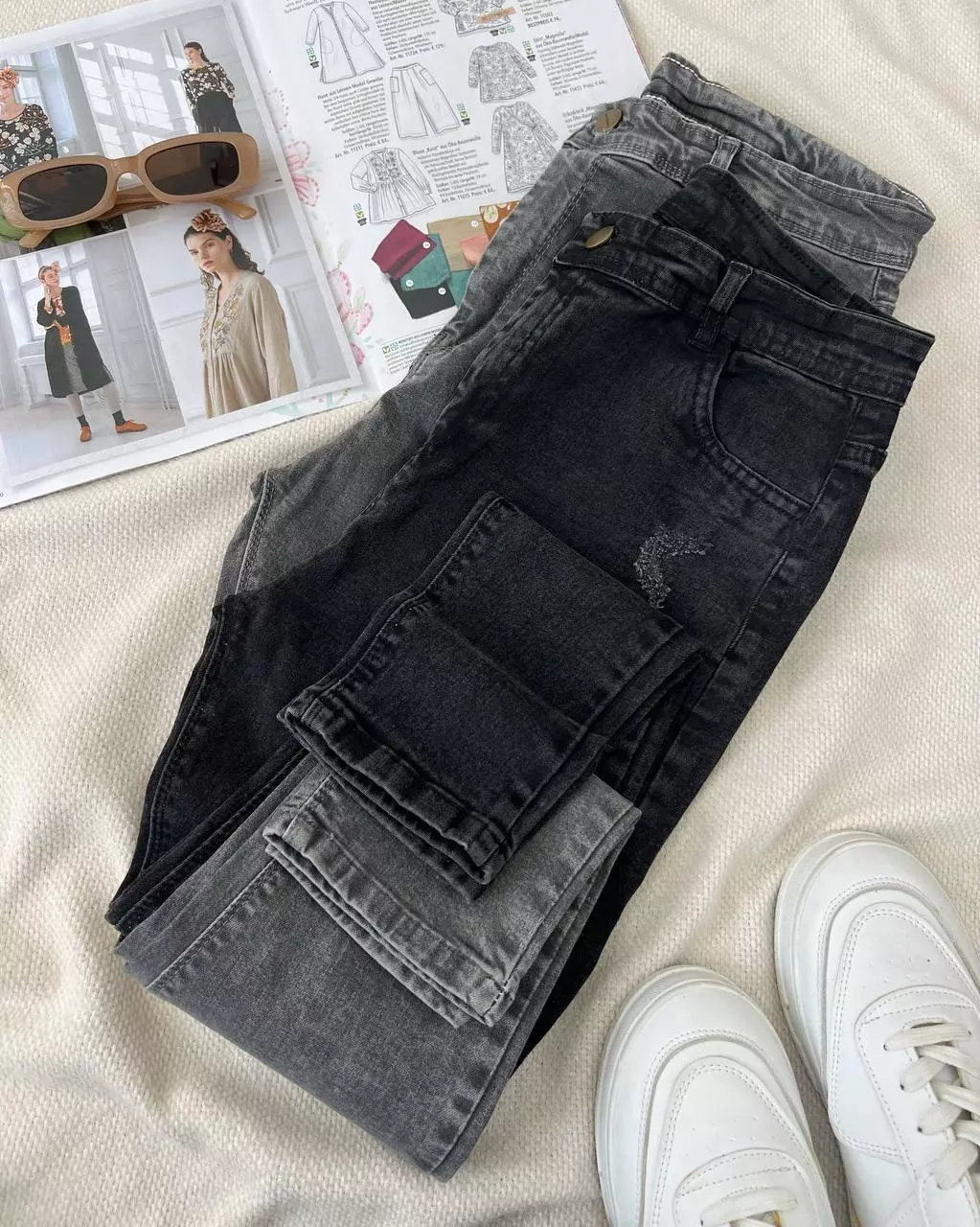 شلوار جین جذب طوسی/ذغالی کد 5444