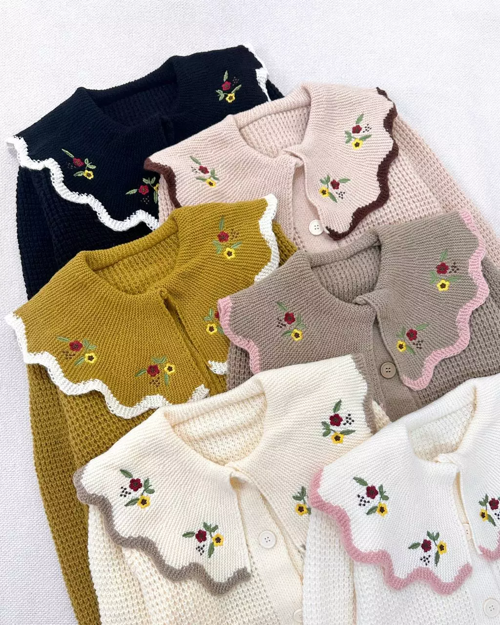 ژاکت بافت یقه گلدوزی عروسکی 2 کد 5454