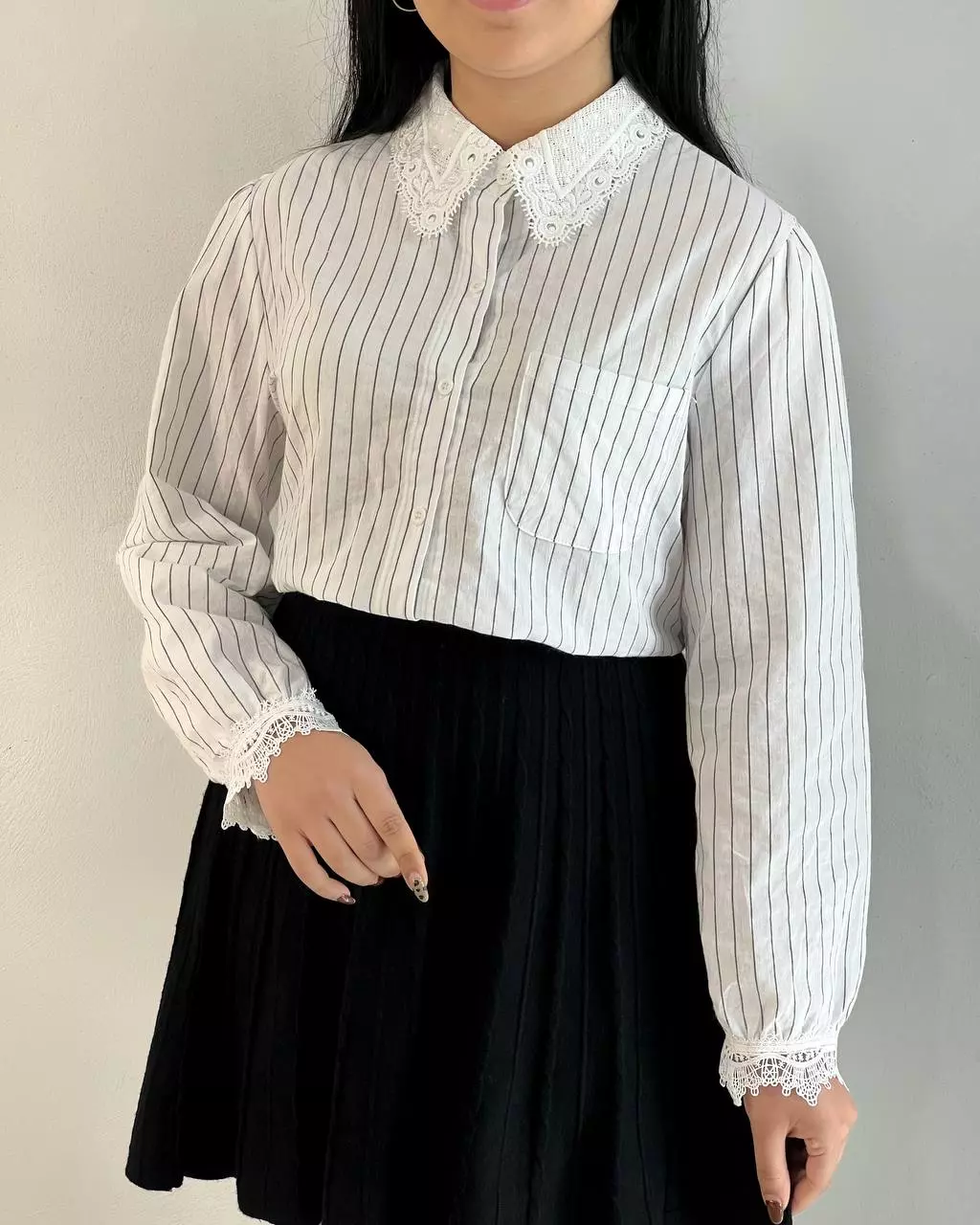 شومیز راه راه سفید کد 5464