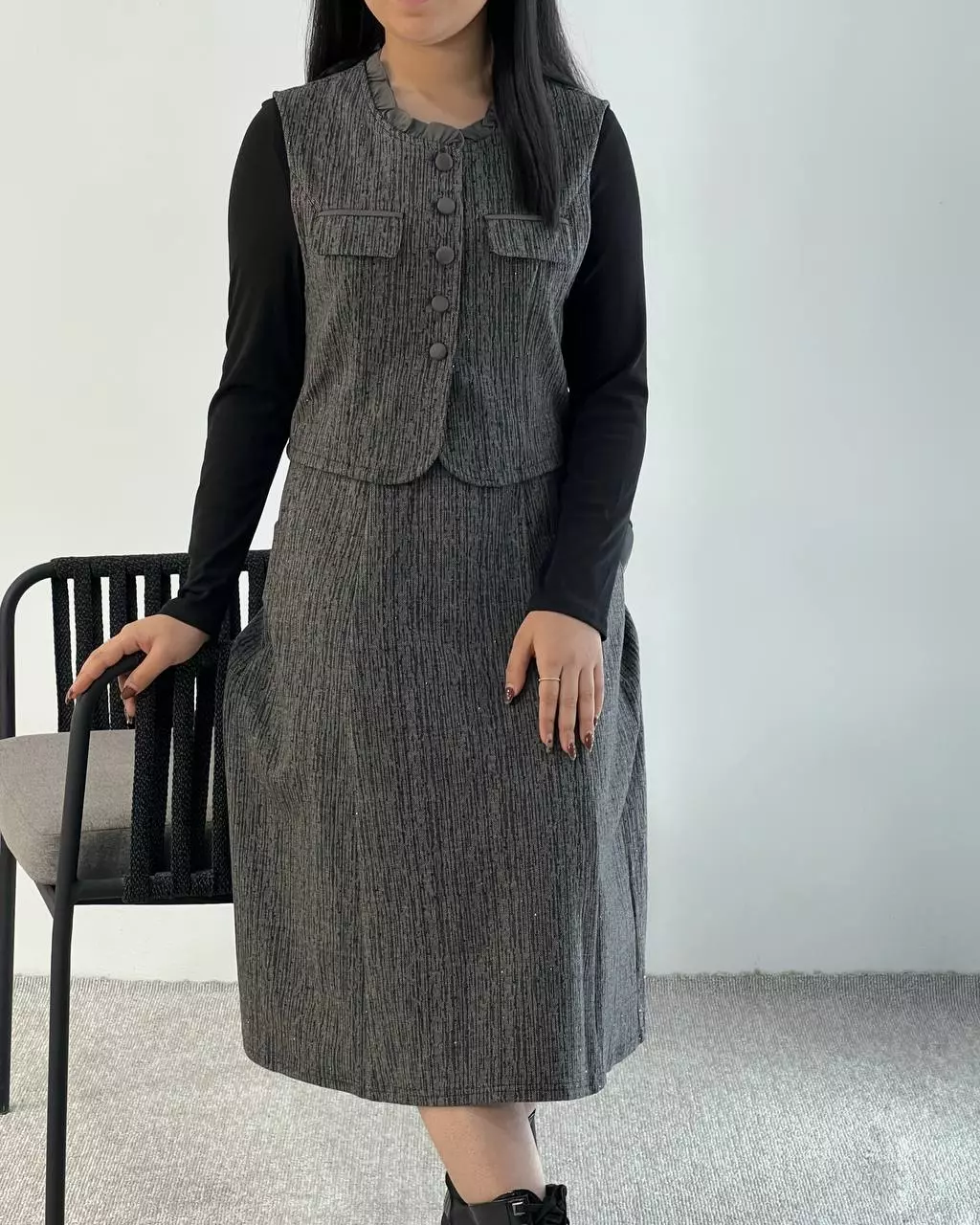 ست سارافن و جلیقه فول نگین کد 5469