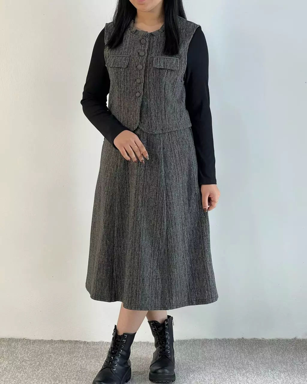 ست سارافن و جلیقه فول نگین کد 5469