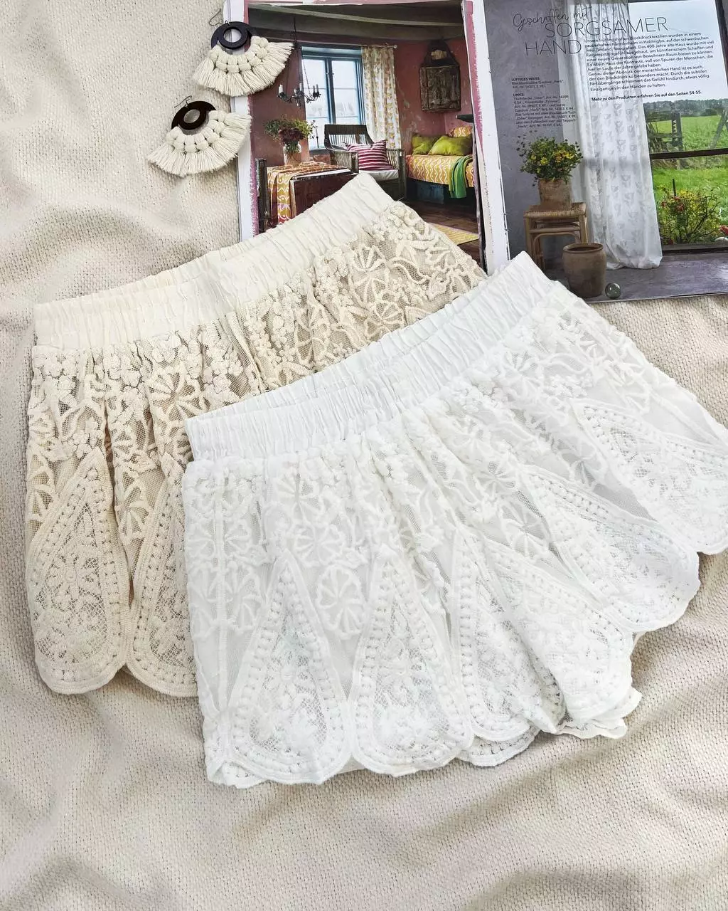 شلوارک استردار تمام گلدوزی کد 5475