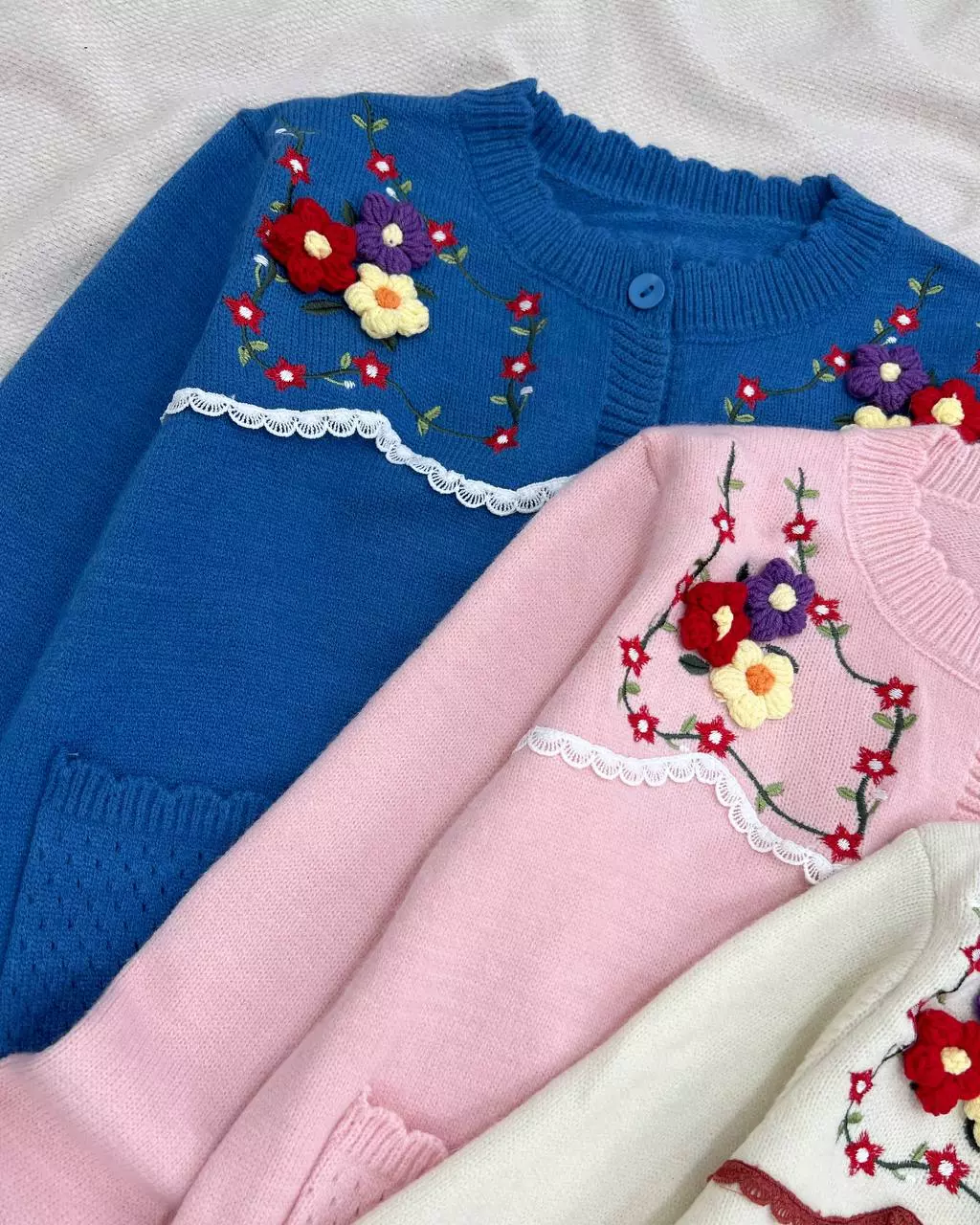 ژاکت بافت گل برجسته گلدوزی کد 5481