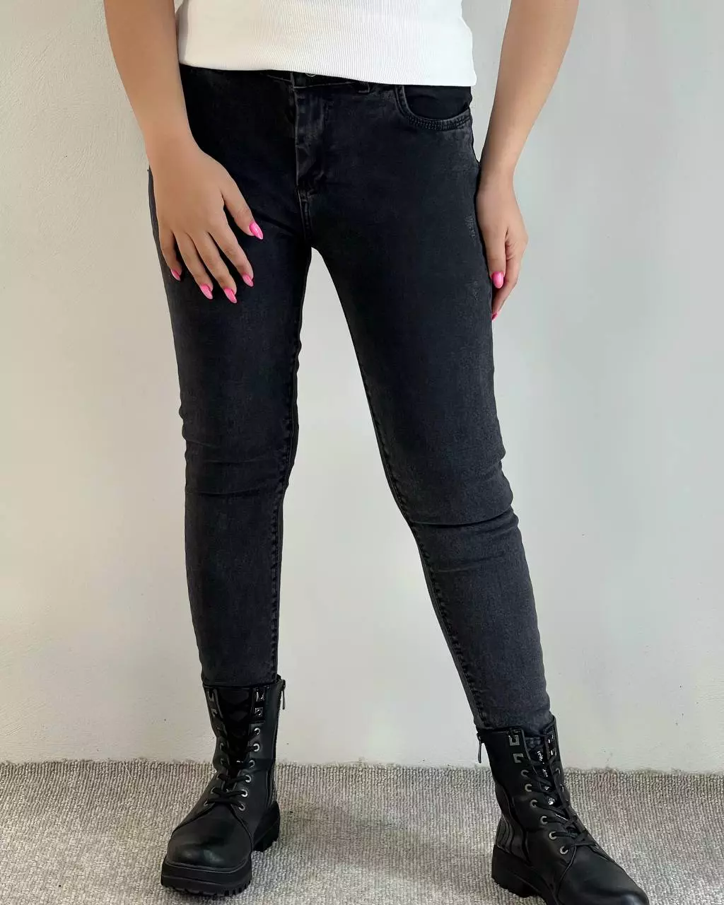 شلوار جین جذب طوسی/ذغالی کد 5484