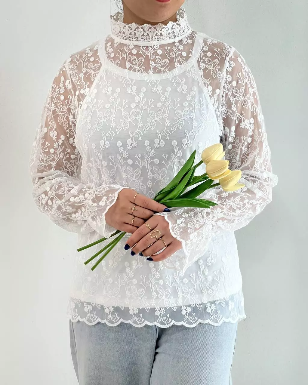 ست تاپ بهمراه شومیز تمام گلدوزی کد 5533