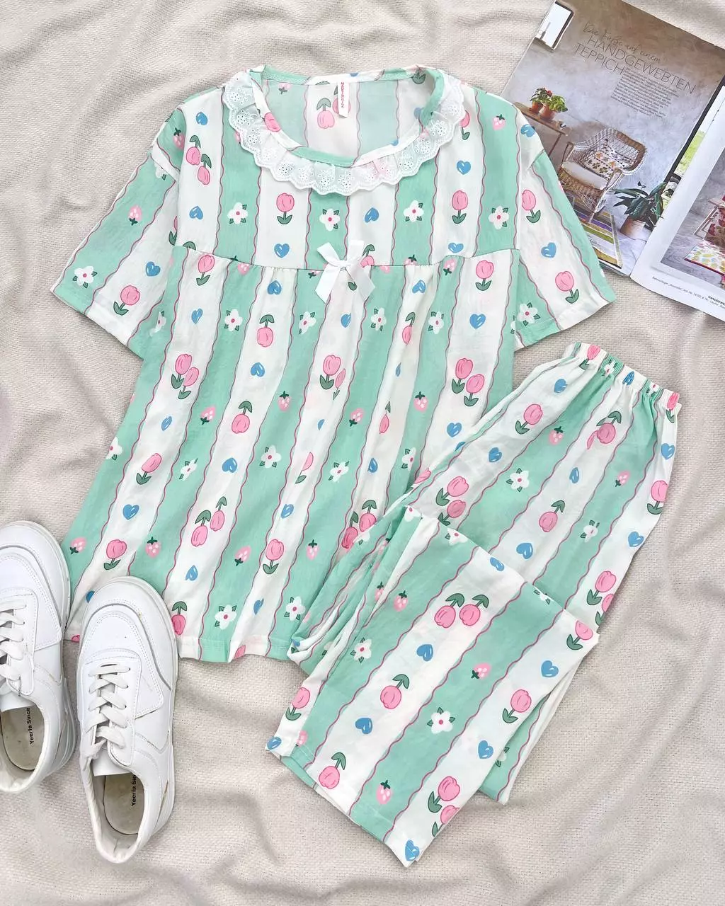 ست تیشرت و شلوار موسلین کد 5544