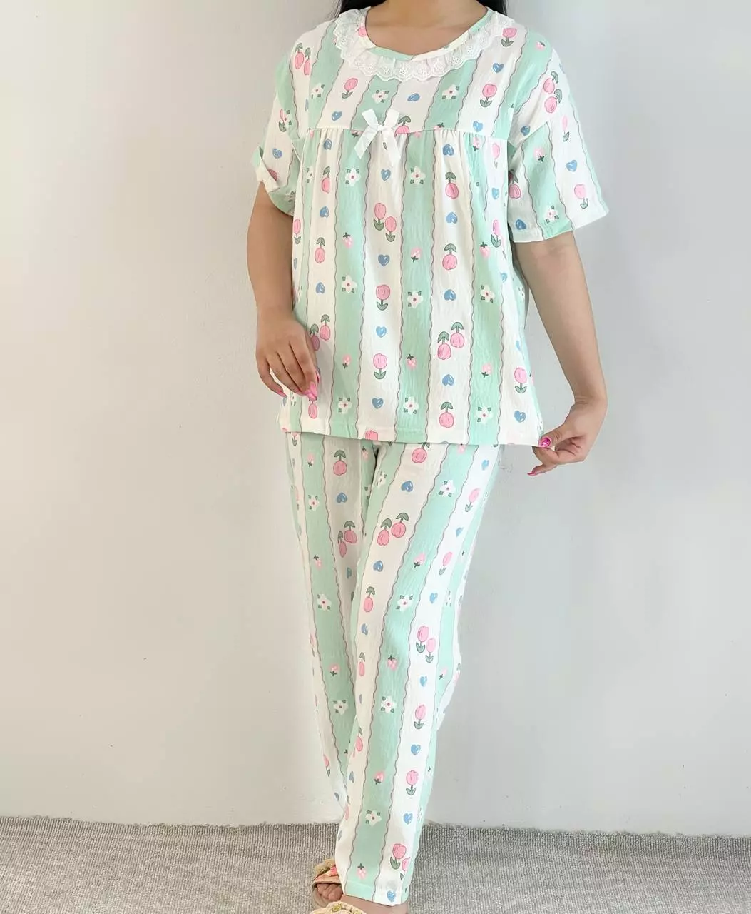 ست تیشرت و شلوار موسلین کد 5544