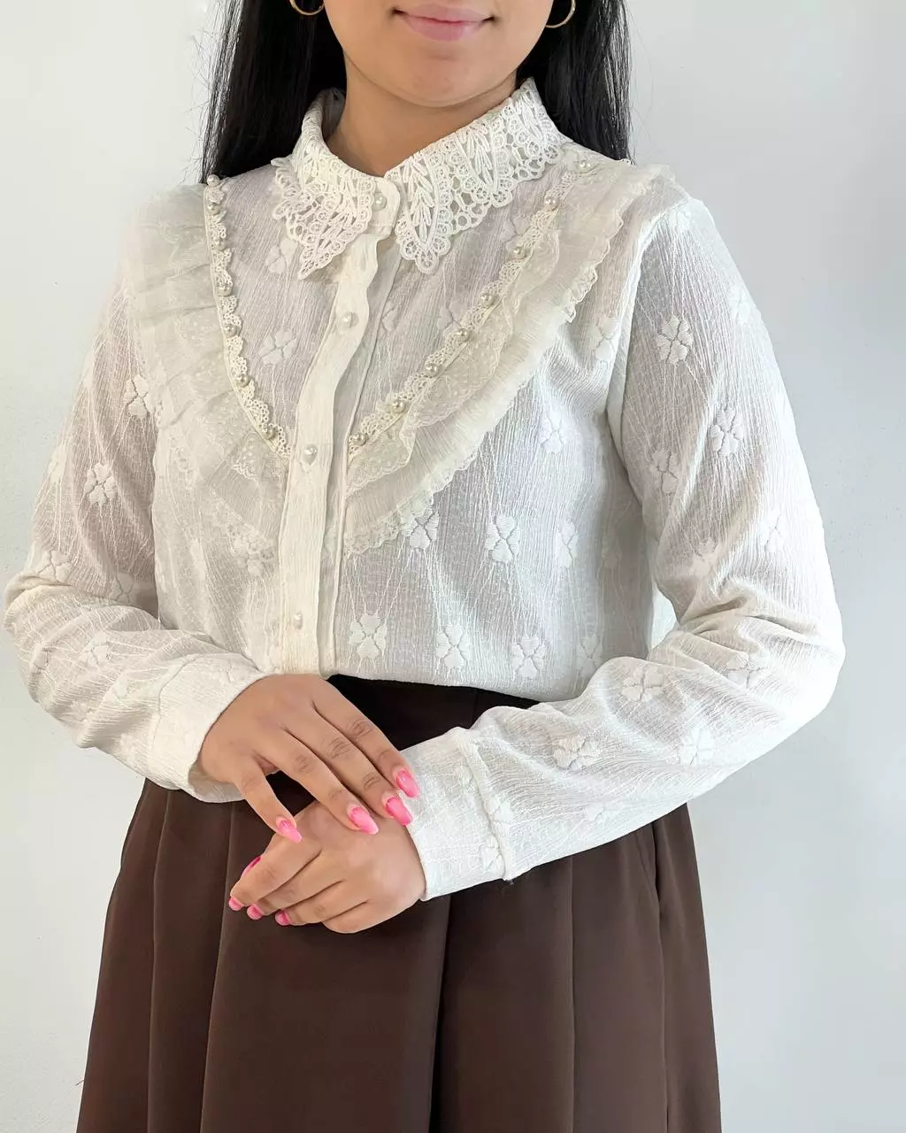 شومیز جلو دکمه مزونی کد 5547