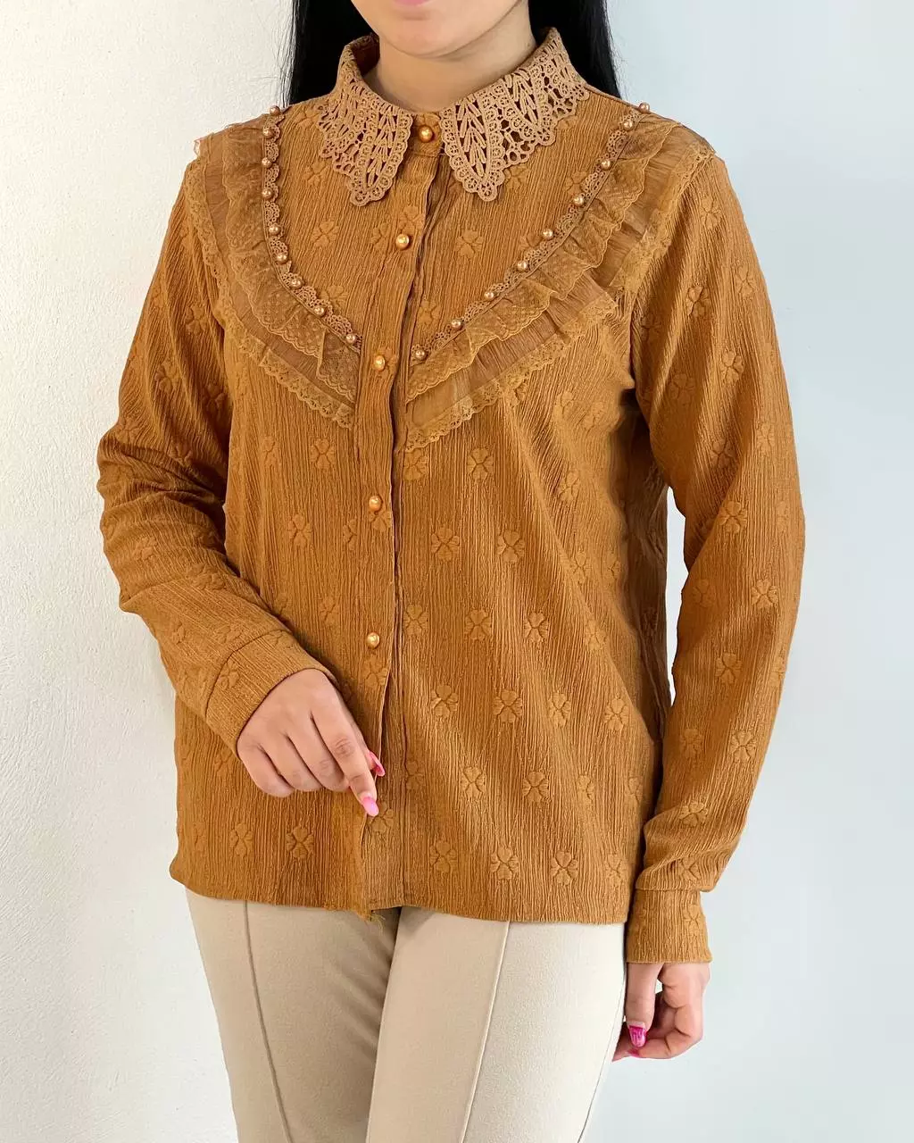 شومیز جلو دکمه مزونی کد 5547