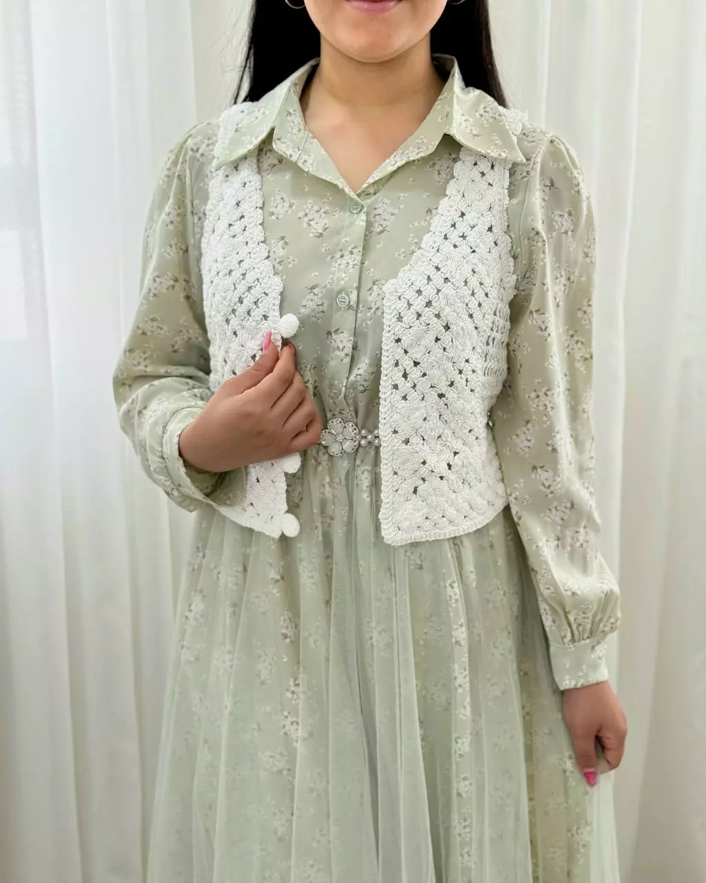 ست پیراهن و جلیقه و کمربند کد 5548