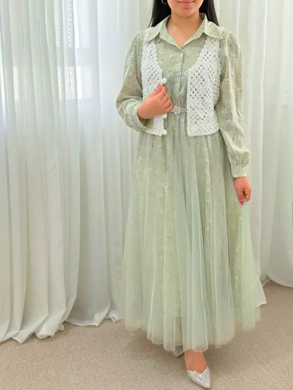 ست پیراهن و جلیقه و کمربند کد 5548